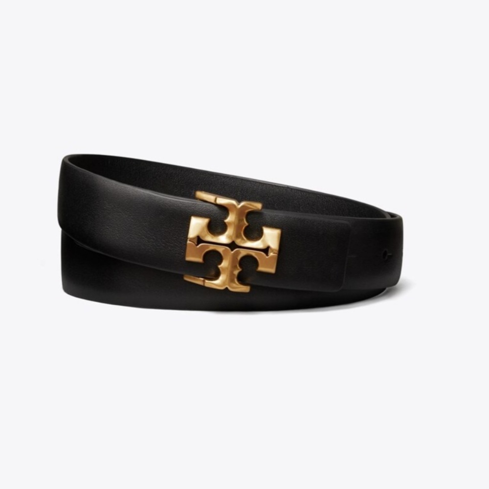 Tory Burch 1” Eleanor Black Leather Belt with Gold Buckle size M - Picture 8 of 8